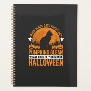 Chat noir de Halloween Citrouille Lune Design_1
