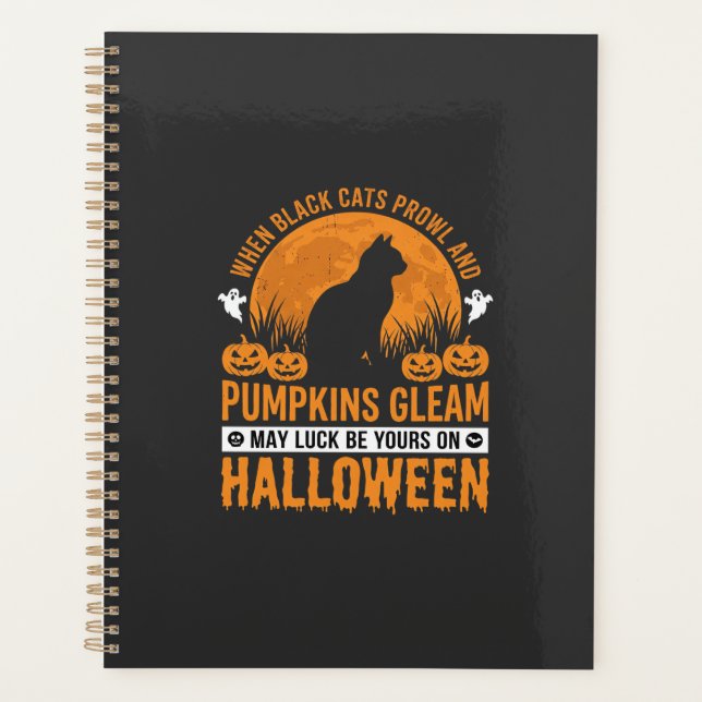 Chat noir de Halloween Citrouille Lune Design_1 (Devant)