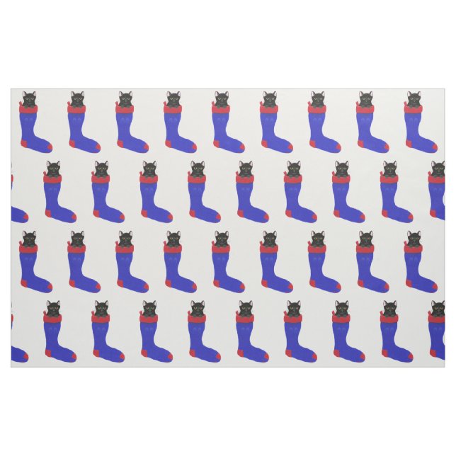 Chat noir décoratif dans le tissu de bas de Noël (Fat Quarter)