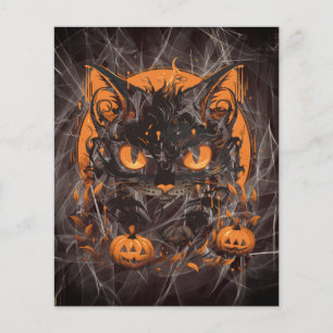 Chat noir d'Halloween avec Citrouilles et lune