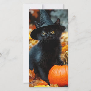 Chat noir d'Halloween et carte Citrouille