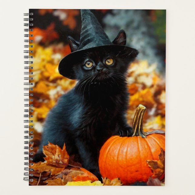 Chat noir d'Halloween et Citrouille (Devant)