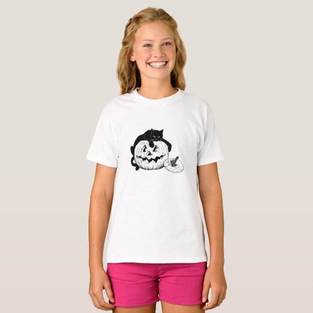 Chat noir d'Halloween - T-shirt enfant (Devant entier)