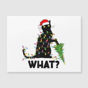 Chat Noir Drôle Poussant Arbre De Noël Sur Chat Ch