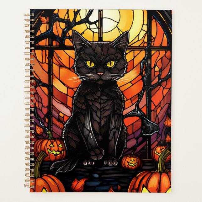 Chat noir Éffrayant en verre (Devant)