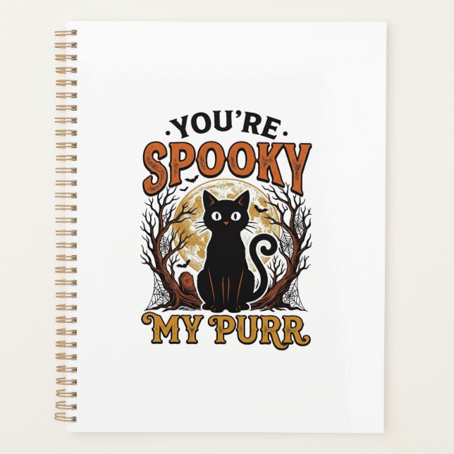 Chat Noir Effrayant Pun Halloween Gravure Vintage  (Devant)