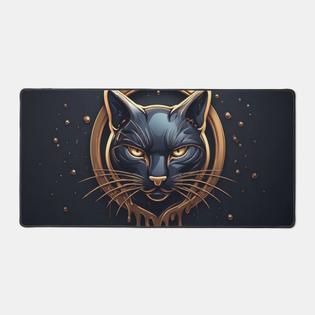 Chat Noir Élégant avec Effet de Goutte Dorée 🐈 (Recto)