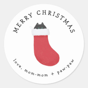 Chat noir en bas autocollant cadeau