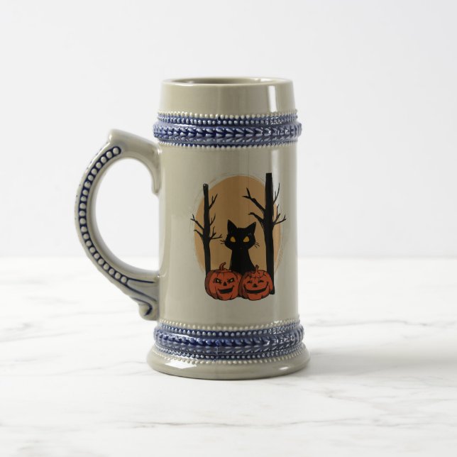 "Chat noir en Mug Citrouille d'Halloween - Éffraya (Gauche)