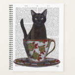 Chat noir en Teacup<br><div class="desc">Chat noir en Teacup par FabFunky. Dispose d'un chat assis dans une belle tasse à thé fleurie. | 191389D</div>