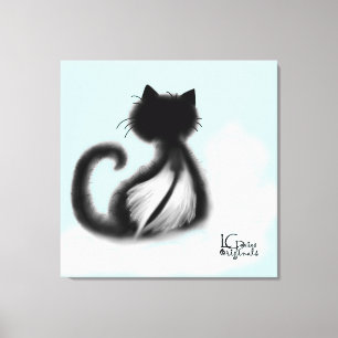 Chat noir en toile épistée du ciel