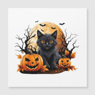 Chat noir entouré de citrouilles