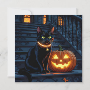 Chat noir et Citrouille brillant Halloween