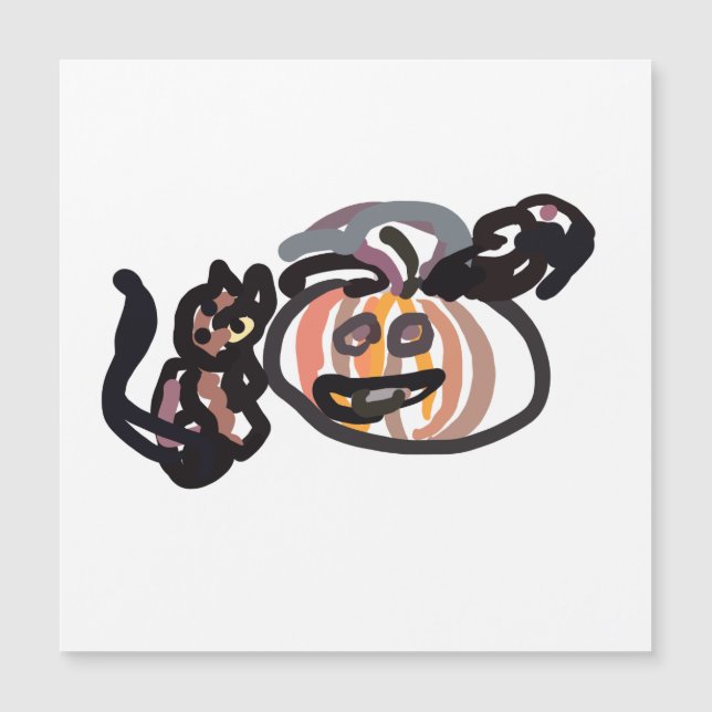 Chat noir et corbeau d'Halloween (Devant)