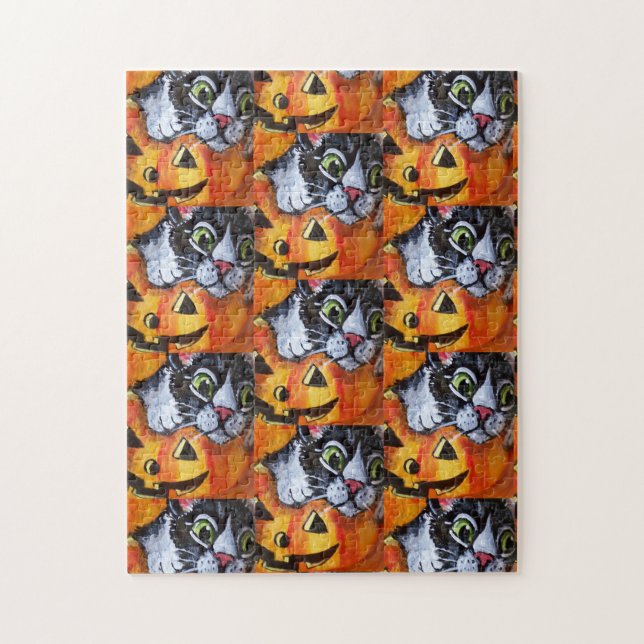 Chat noir et Jack OLantern Halloween Jigsaw Puzzle (Vertical)