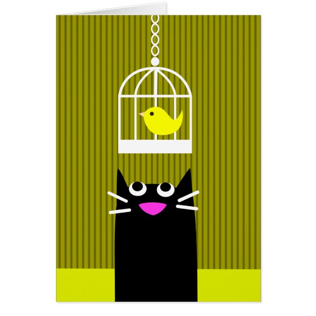 Chat noir et oiseau jaune (Devant)