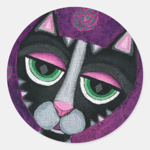 Chat noir et pois - autocollants félins