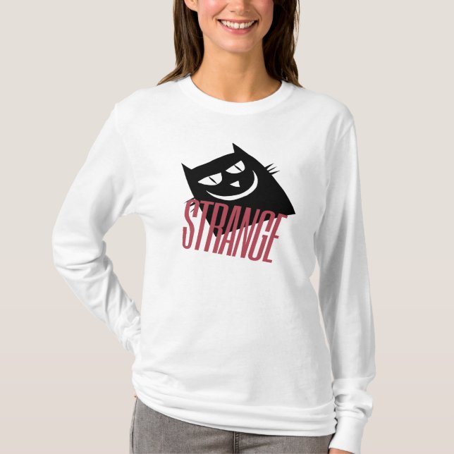 Chat noir étrange, t-shirt pour femmes blanc (Devant)