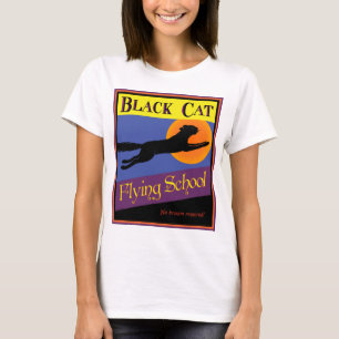 Chat noir Flying School Rétro Halloween T-shirt