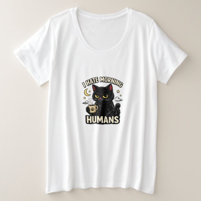 Chat Noir Grincheux Déteste les Matins (Design devant)