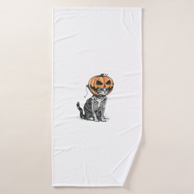 Chat Noir Halloween Citrouille Costume De Tête Pou (Serviette de bain)