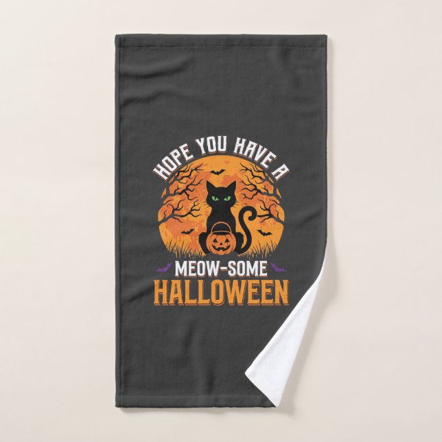Chat Noir Halloween Incroyable (Serviette à main)