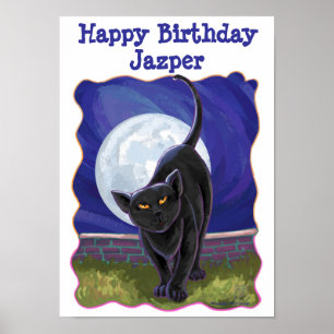 Chat noir Joyeux anniversaire Poster de la fête pe