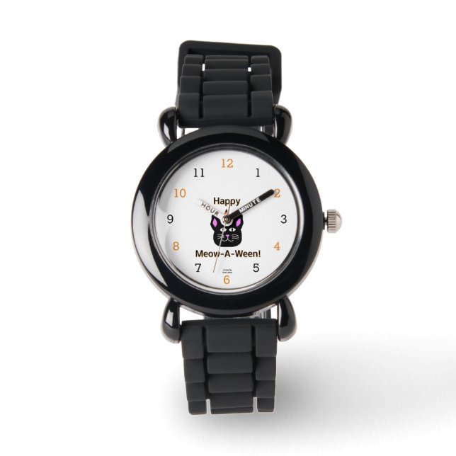Chat noir Meow-A-Ween Enfants Montre Parties scint (Recto)