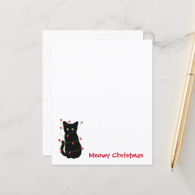chat noir | Meowy Christmas | lumières scintillant (Devant/Arrière en situation)