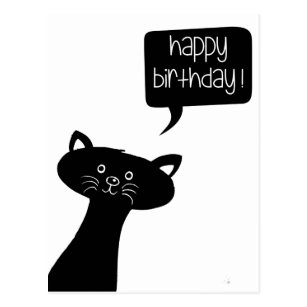 Cartes Noir Et Blanc Chat D Anniversaire Zazzle Fr