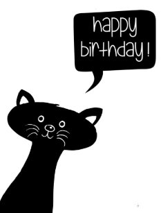 Cartes Noir Et Blanc Chat D Anniversaire Zazzle Fr