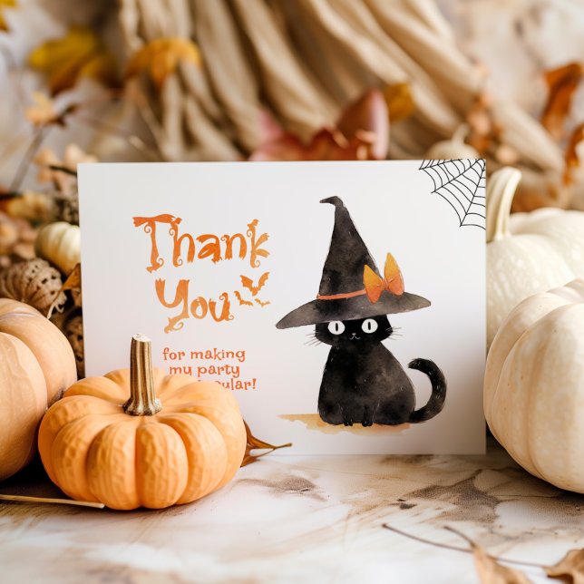 Chat noir mignon Halloween anniversaire merci (Créateur téléchargé)