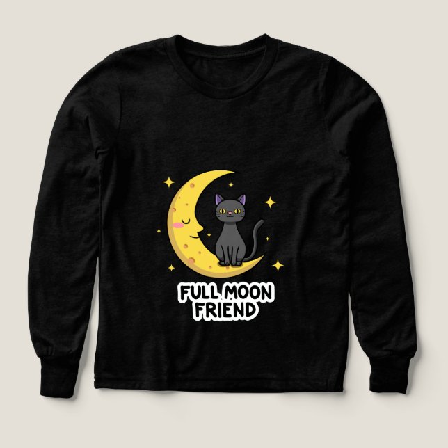 Chat noir mignon sur la Lune - Ami de la pleine lu (Motif recto)