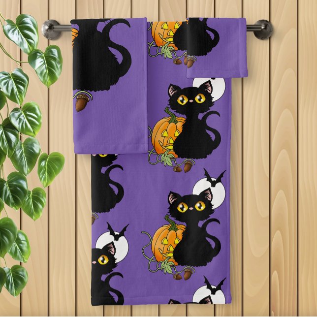 Chat noir mignon violet effrayant Halloween Citrou (Créateur téléchargé)
