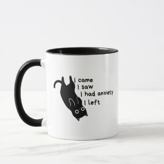 Chat noir minimaliste Mug Anxiété Drôle pour Intro