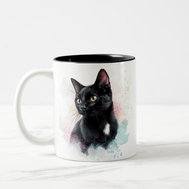 Chat noir mug ajouter son propre texte  (Gauche)