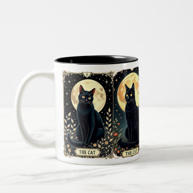 Chat Noir Mug Tarot Café Cat Thème Mug Cadeau (Gauche)