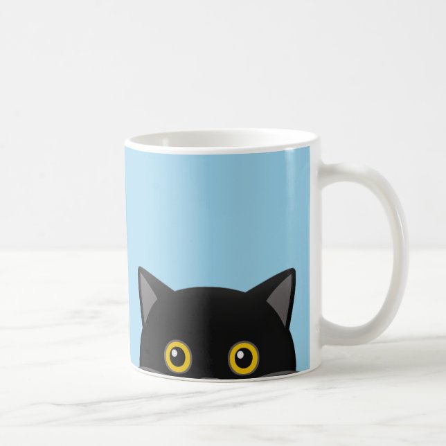 CHAT NOIR PEEKING CAFÉ MUGS (Droite)