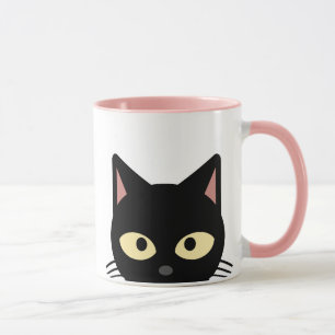 CHAT NOIR PEEKING CAFÉ MUGS
