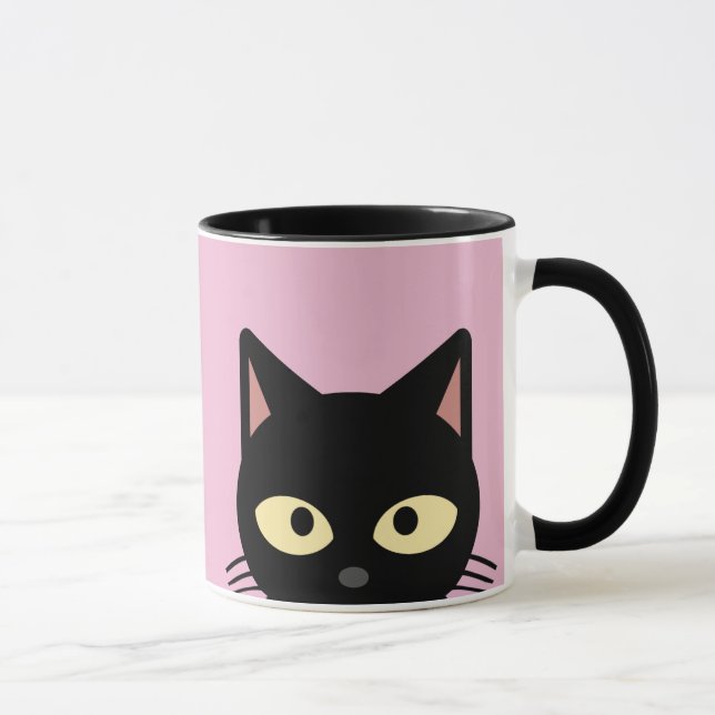 CHAT NOIR PEEKING ROSE CAFÉ MUGS (Droite)