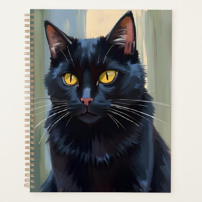 Chat Noir | Peinture Aquarelle de Joli Petit Chat (Devant)