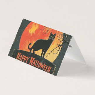Chat noir rétro Halloween Joyeux Halloween Vintage