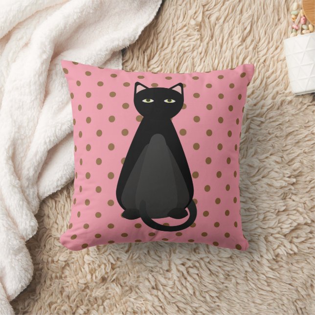 CHAT NOIR ROSE POLKA COUSSINS (Couverture)