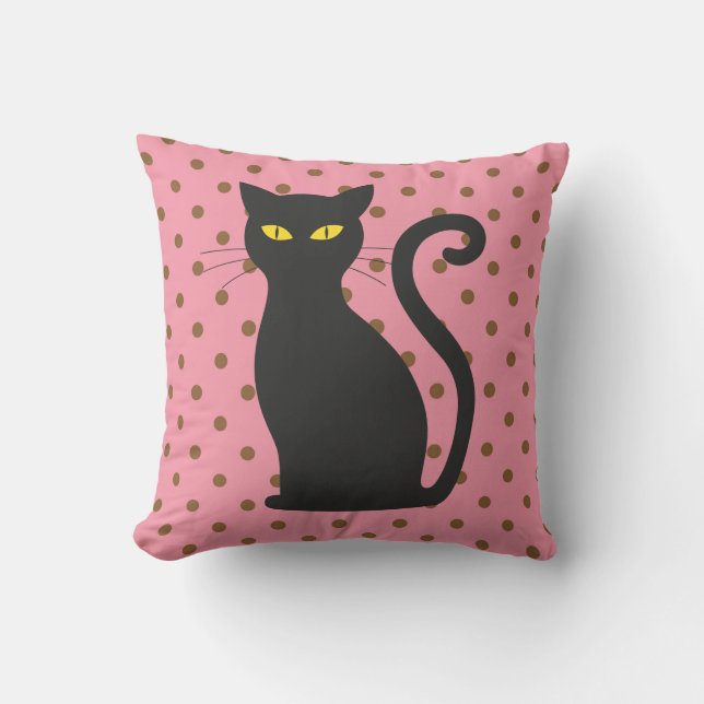 CHAT NOIR ROSE POLKA COUSSINS (Recto)