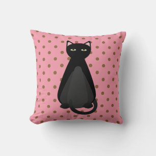 CHAT NOIR ROSE POLKA COUSSINS