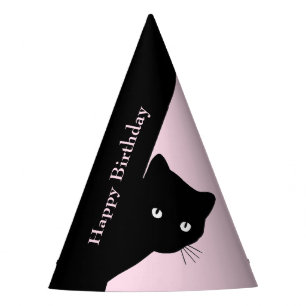 Chat noir rusé Chapeau de fête rose