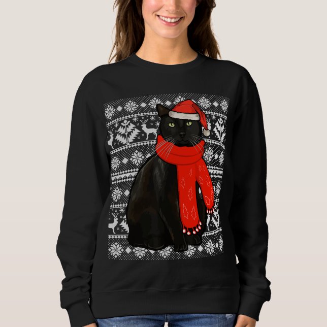 Chat noir Santa Hat Vilain Sweat de Noël Funny X (Devant)