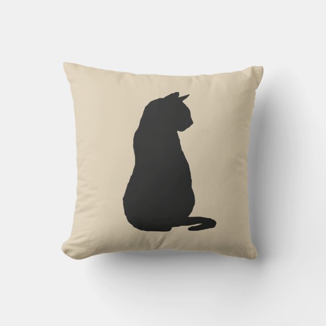 Chat Noir Silhouette Halloween Oreiller d'automne (Recto)