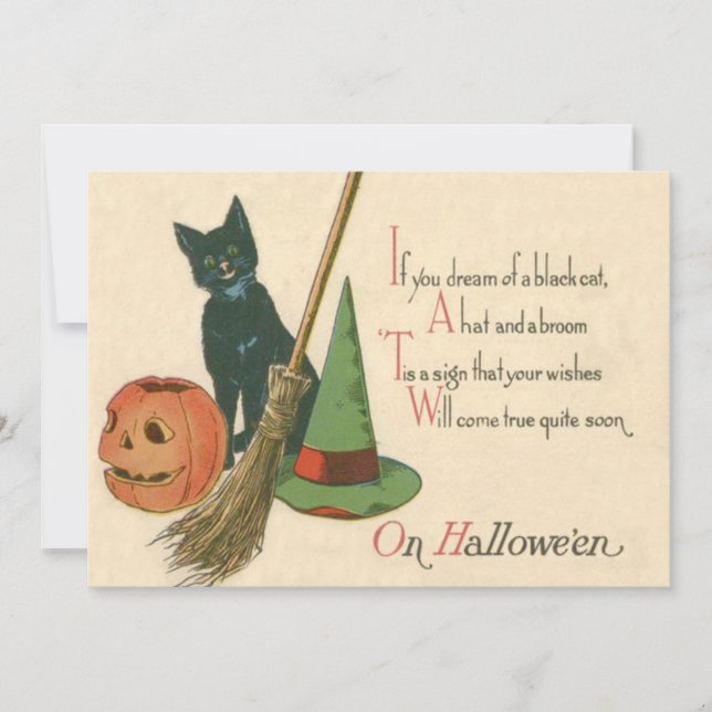 Chat noir souriant Jack-o'-lantern sorcière de la  (Devant)