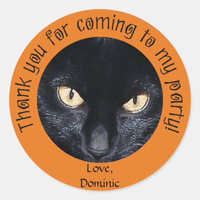 Chat noir Stickers Merci d'Halloween orange (Devant)